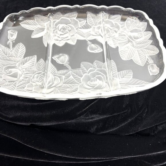 80’s Roses  Clear Glass Relish Party Tray  EUC - Picture 4 of 10